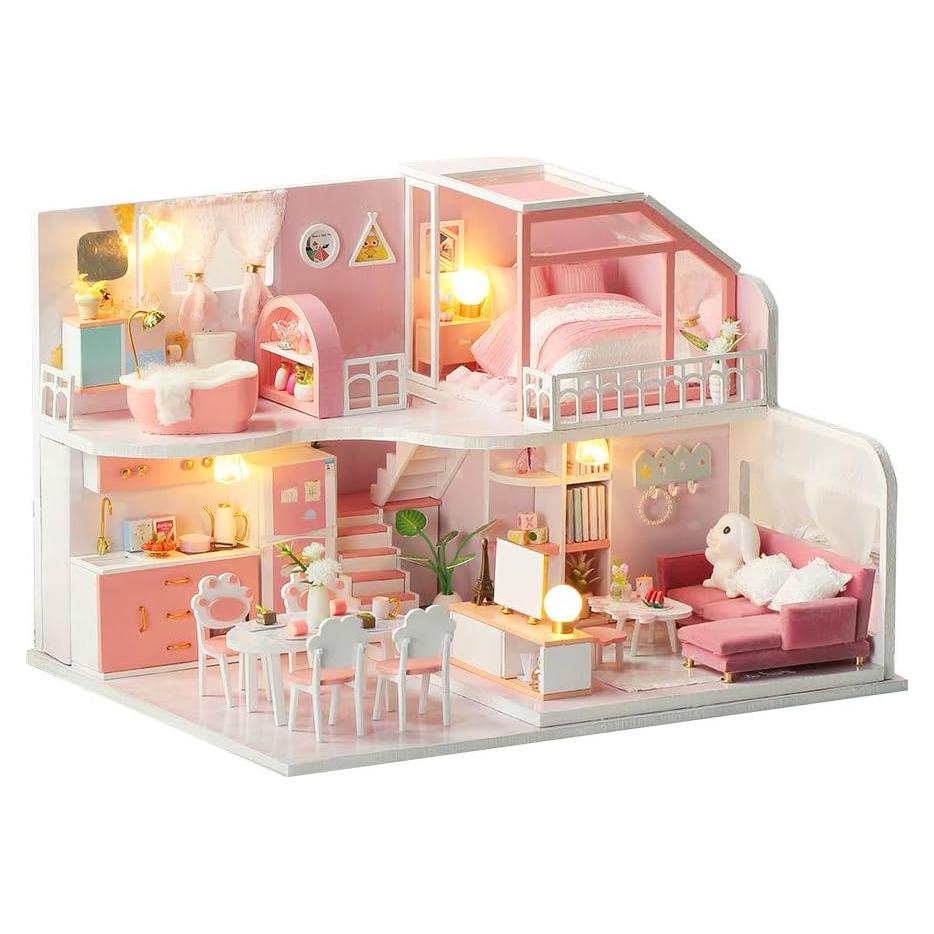 Kit Casa de Muñecas Miniatura DIY Rosa - Control Remoto