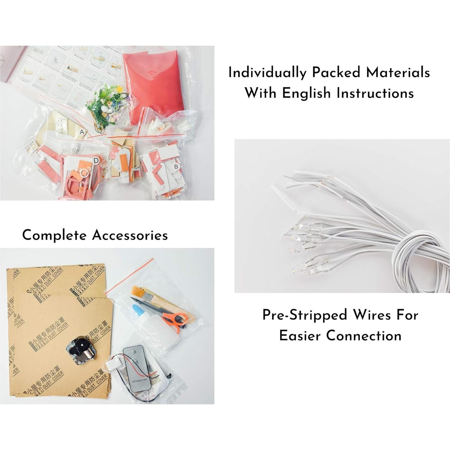 Kit Casa de Muñecas Miniatura DIY Rosa - Control Remoto