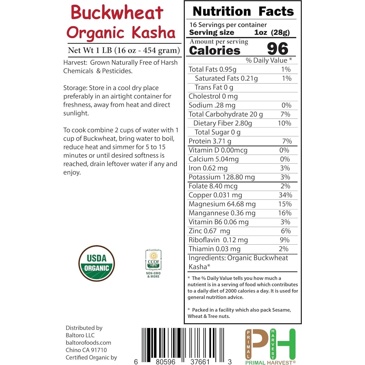 Kasha de Trigo Sarraceno Orgánico Primal Harvest 1.36 kg