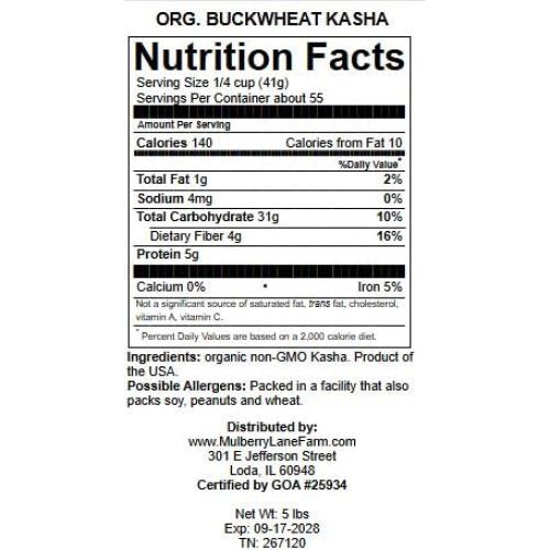 Kasha Orgánica Tostada 2.27kg - Trigo Sarraceno Certificado