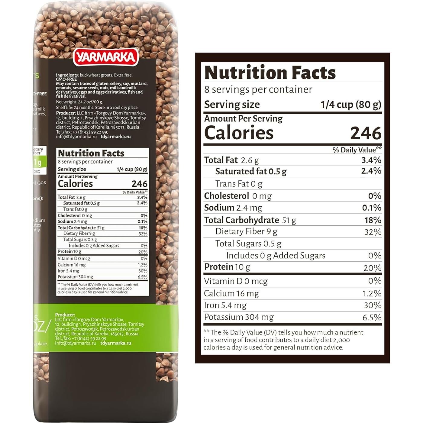 Trigo Sarraceno Tostado Yarmarka 700g Rico en Fibras y Hierro