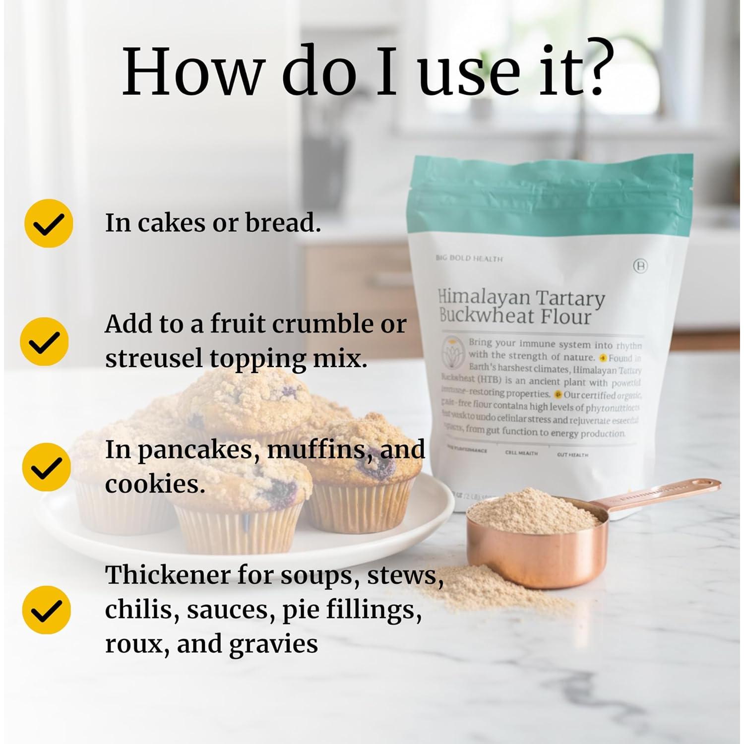 Harina Orgánica de Trigo Sarraceno Tartario Big Bold Health 907g