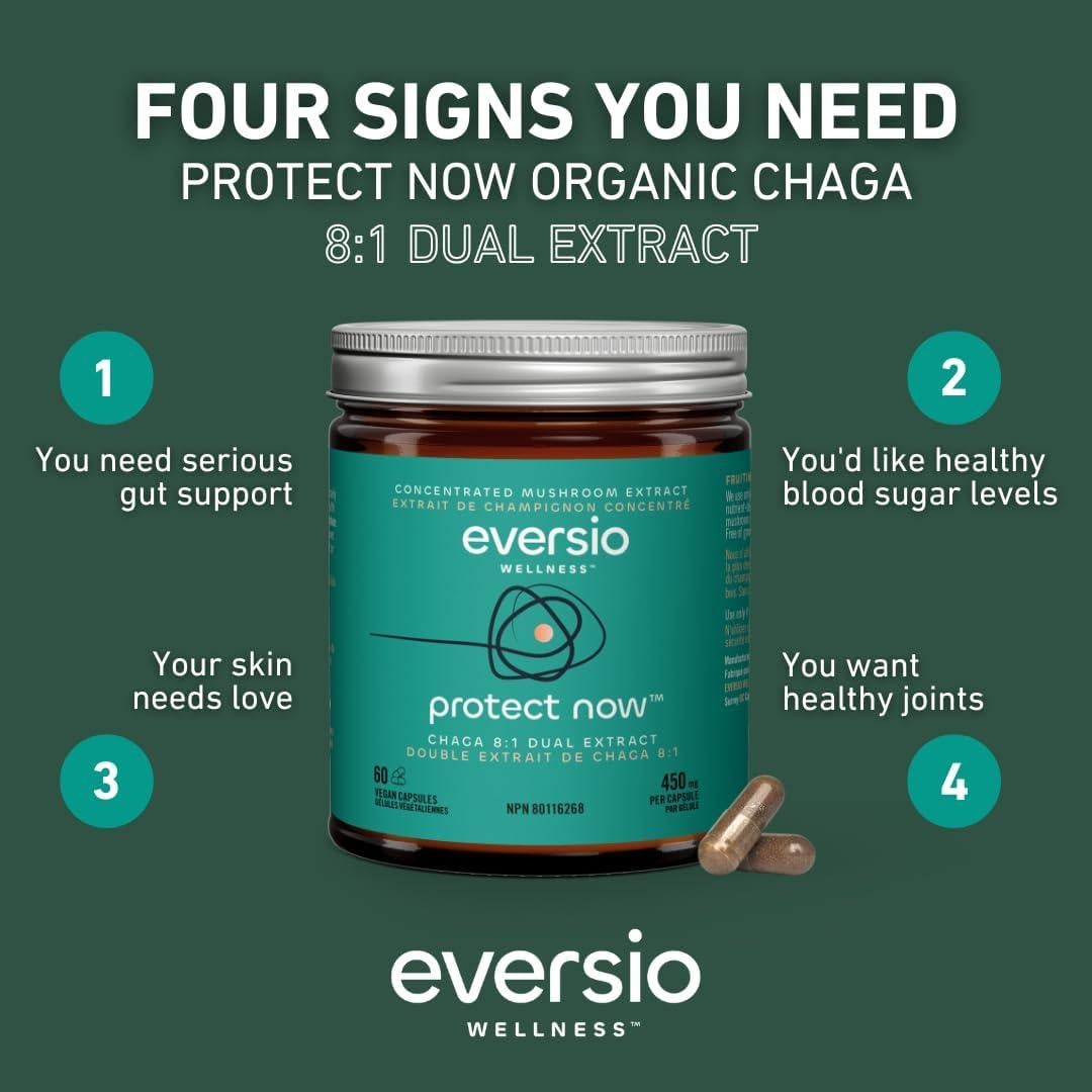 Suplemento Orgánico Chaga Eversio Wellness 60 Cápsulas Veganas