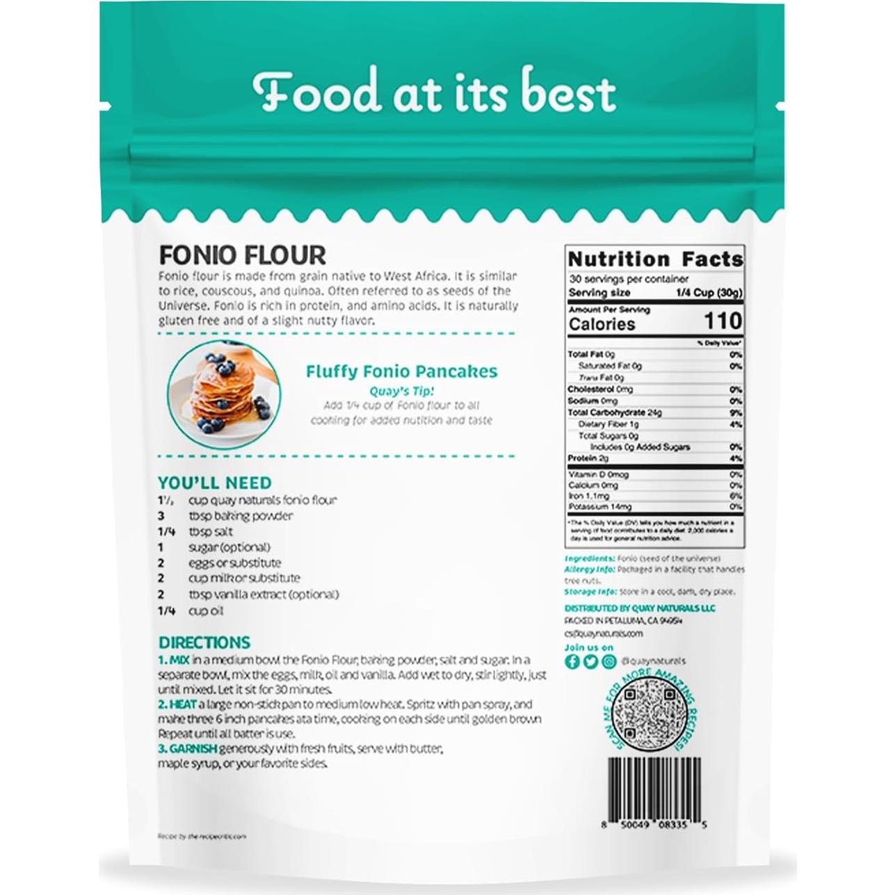 Harina de Fonio Quay Naturals 907g Sin Gluten No Transgénico