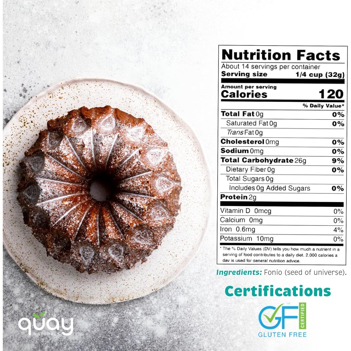 Harina de Fonio Quay Naturals 907g Sin Gluten No Transgénico