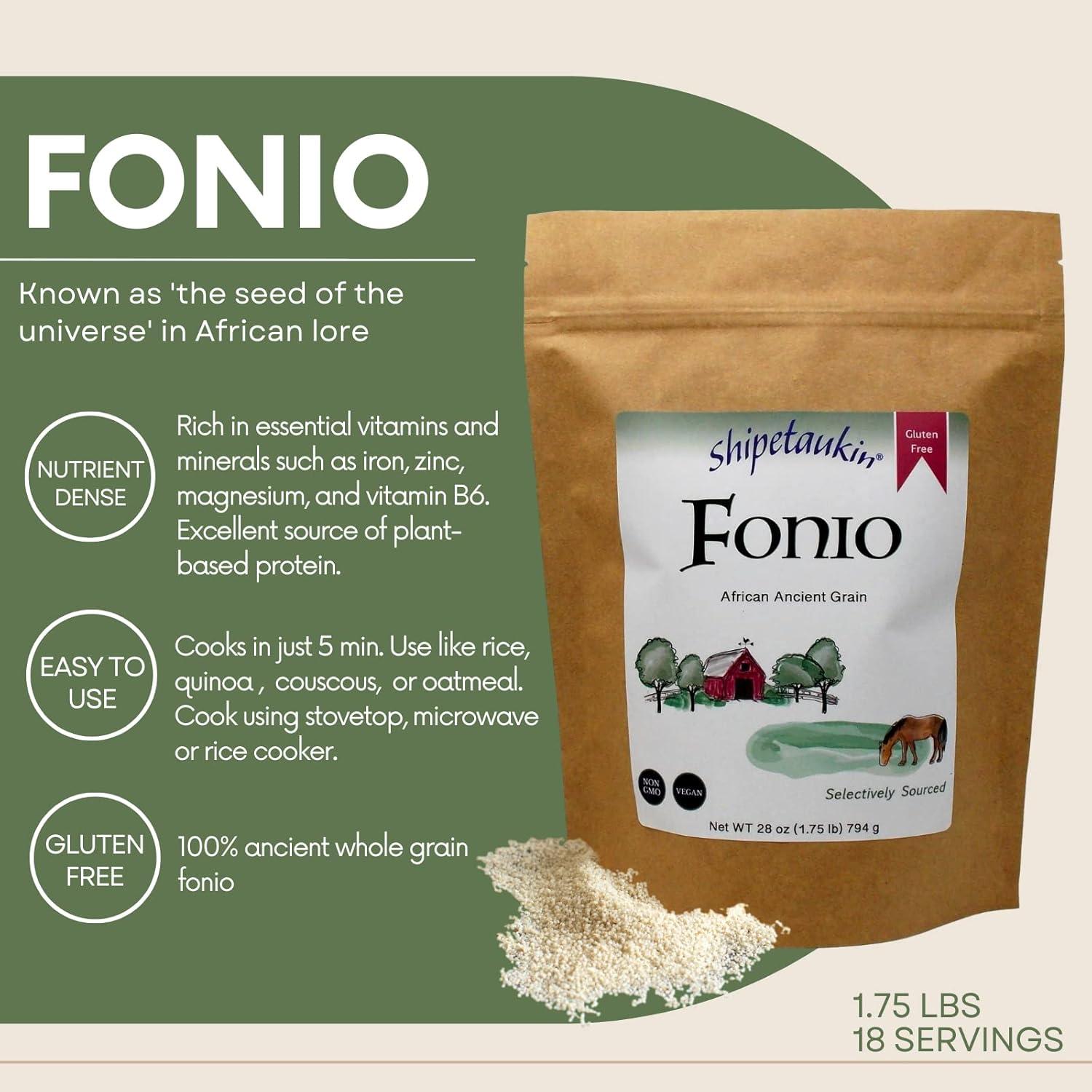 Fonio Africano Shipetaukin 794g - Sin Gluten, Vegano, Nutritivo