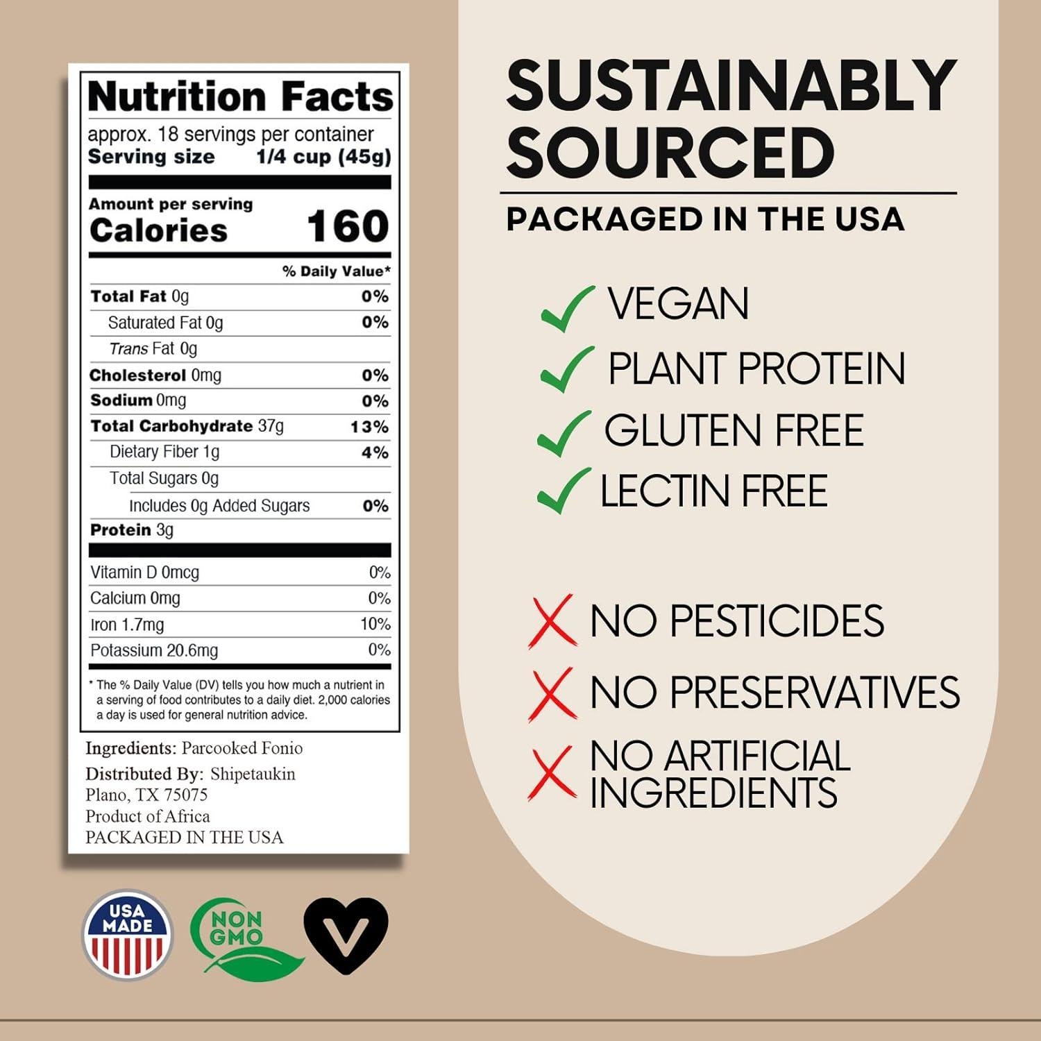 Fonio Shipetaukin 793.79g - Sin Gluten y Vegano - Alternativa Couscous