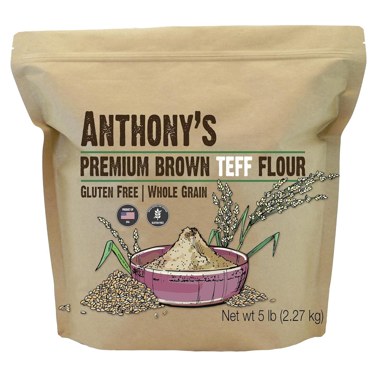 Harina de Teff Marrón Anthony's 2.27 kg Sin Gluten Vegana