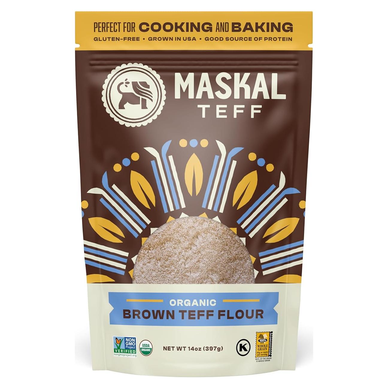 Harina de Teff Marrón Orgánica Maskal 396g Sin Gluten