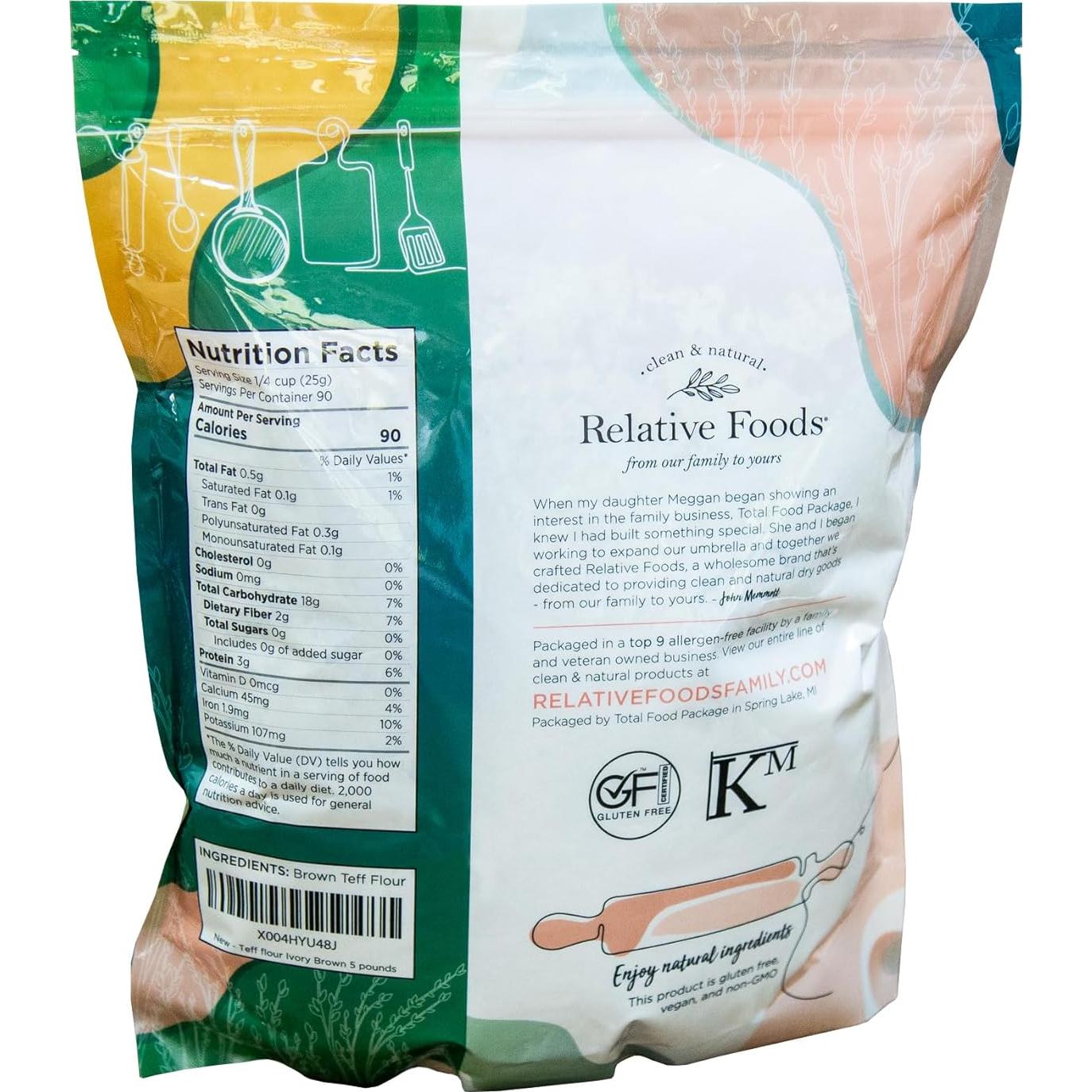 Harina de Teff Marrón Marfil Relative Foods 2.27 kg Sin Gluten