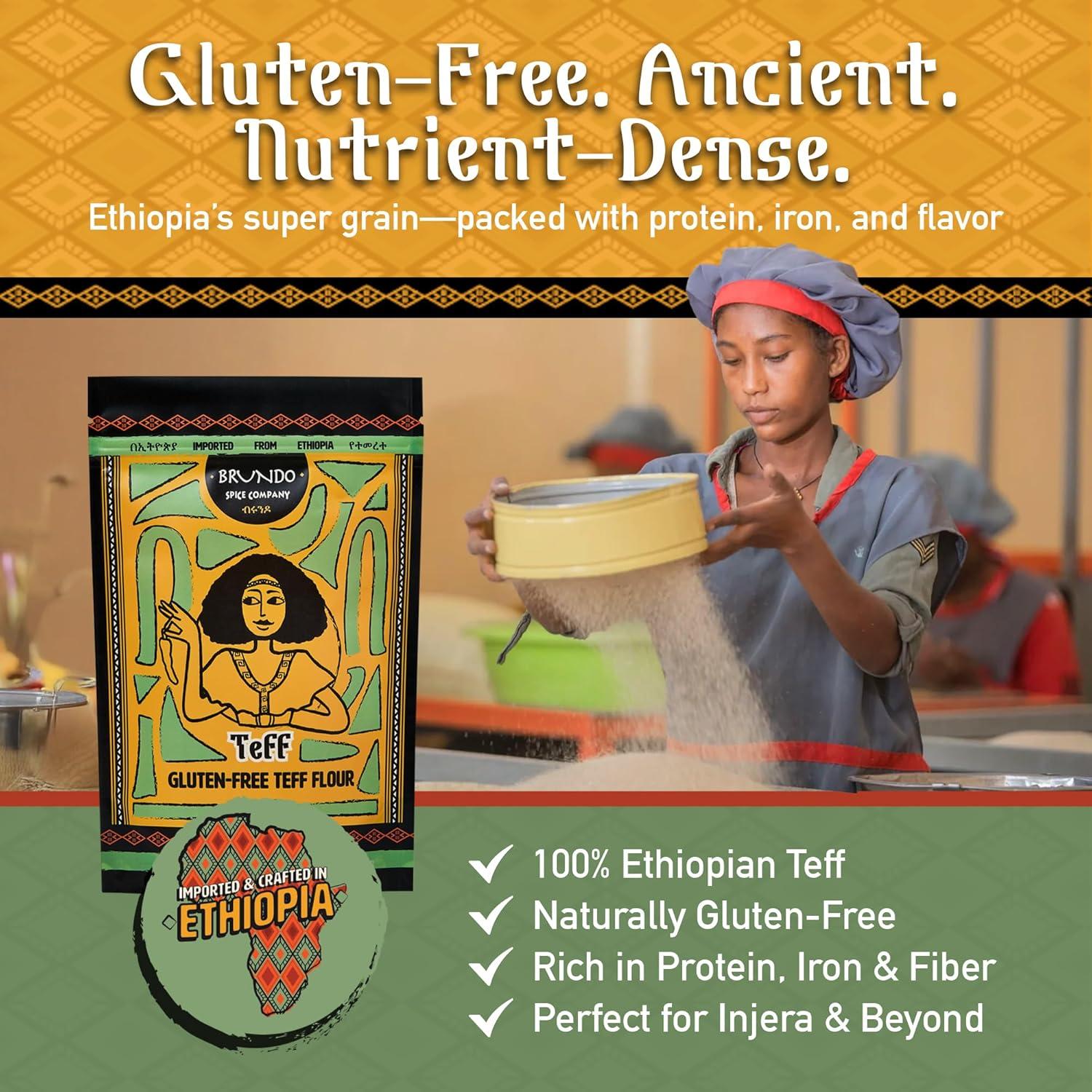 Harina de Teff Sin Gluten Brundo 453.6 g Orgánica Etiopía
