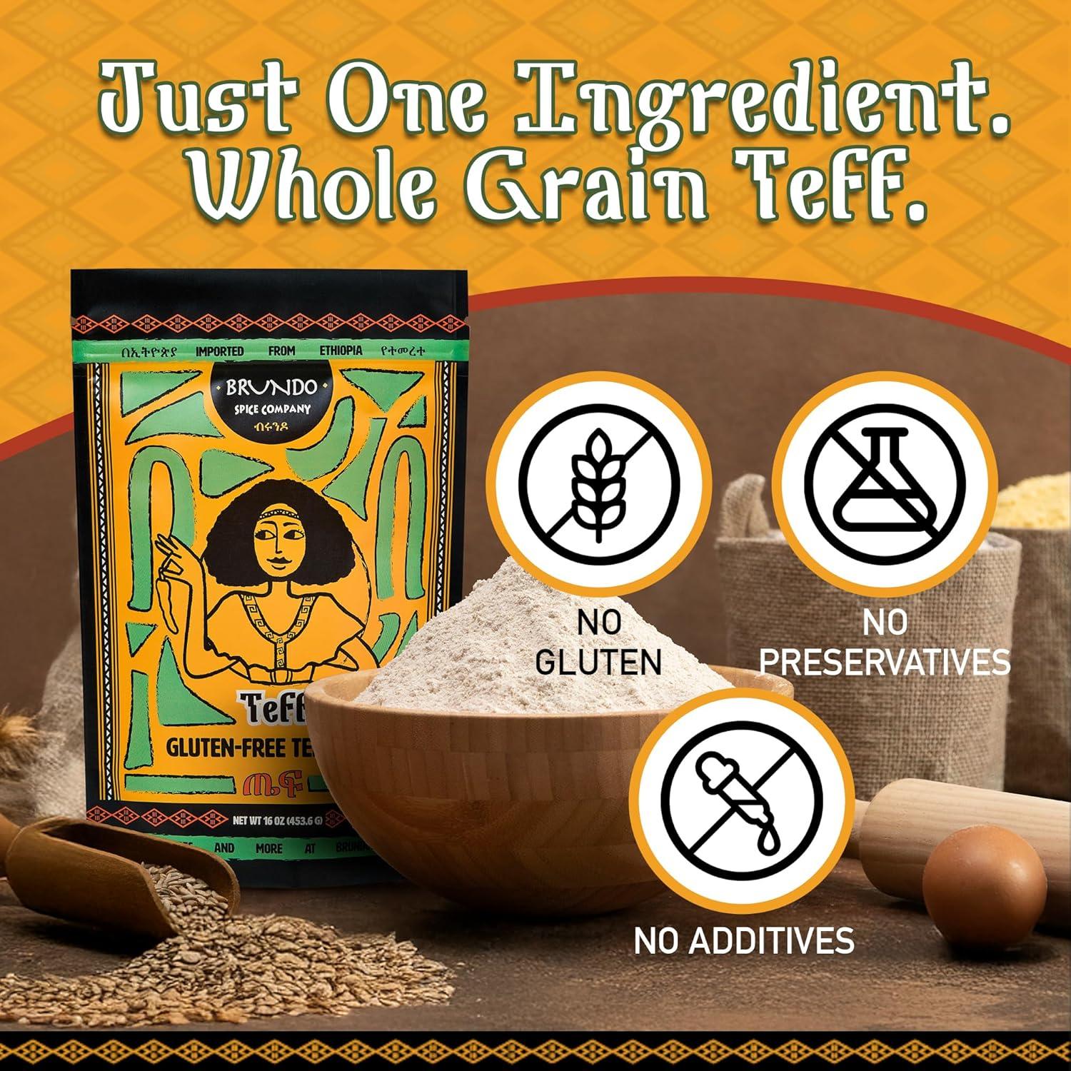Harina de Teff Sin Gluten Brundo 453.6 g Orgánica Etiopía