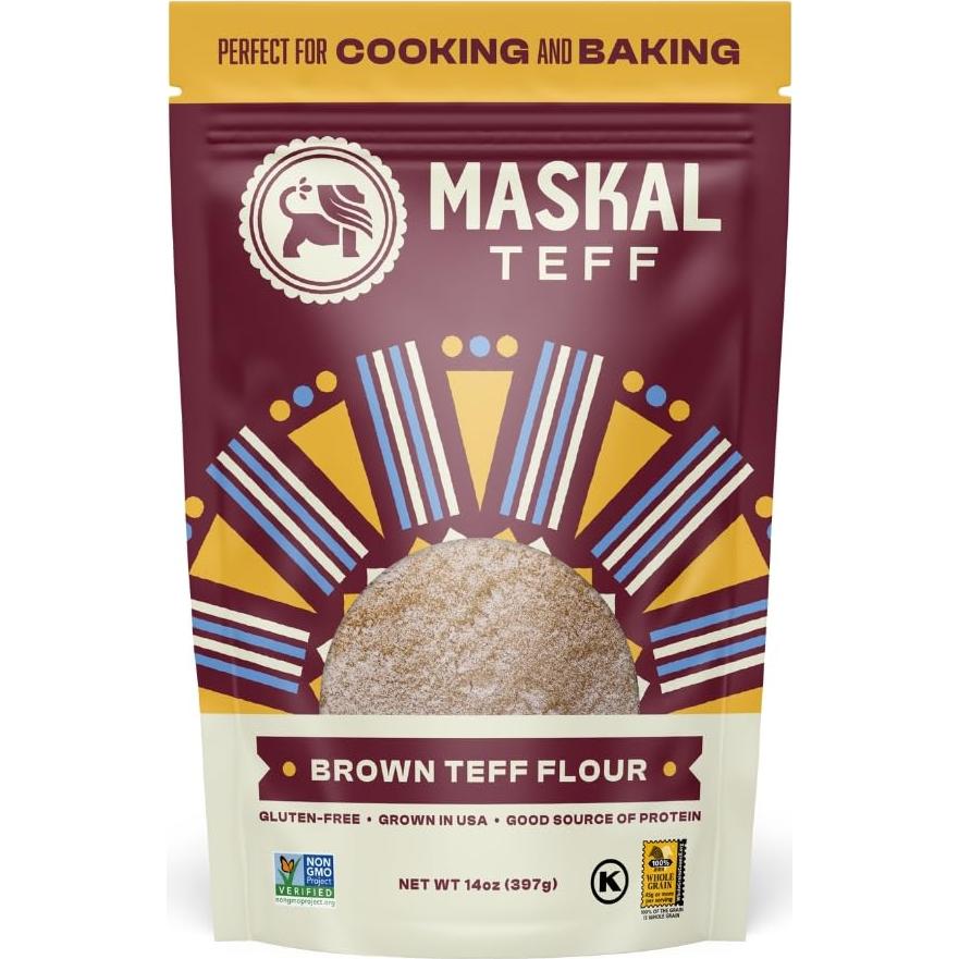 Harina de Teff Marrón Maskal 6 Paquetes de 396g Sin Gluten