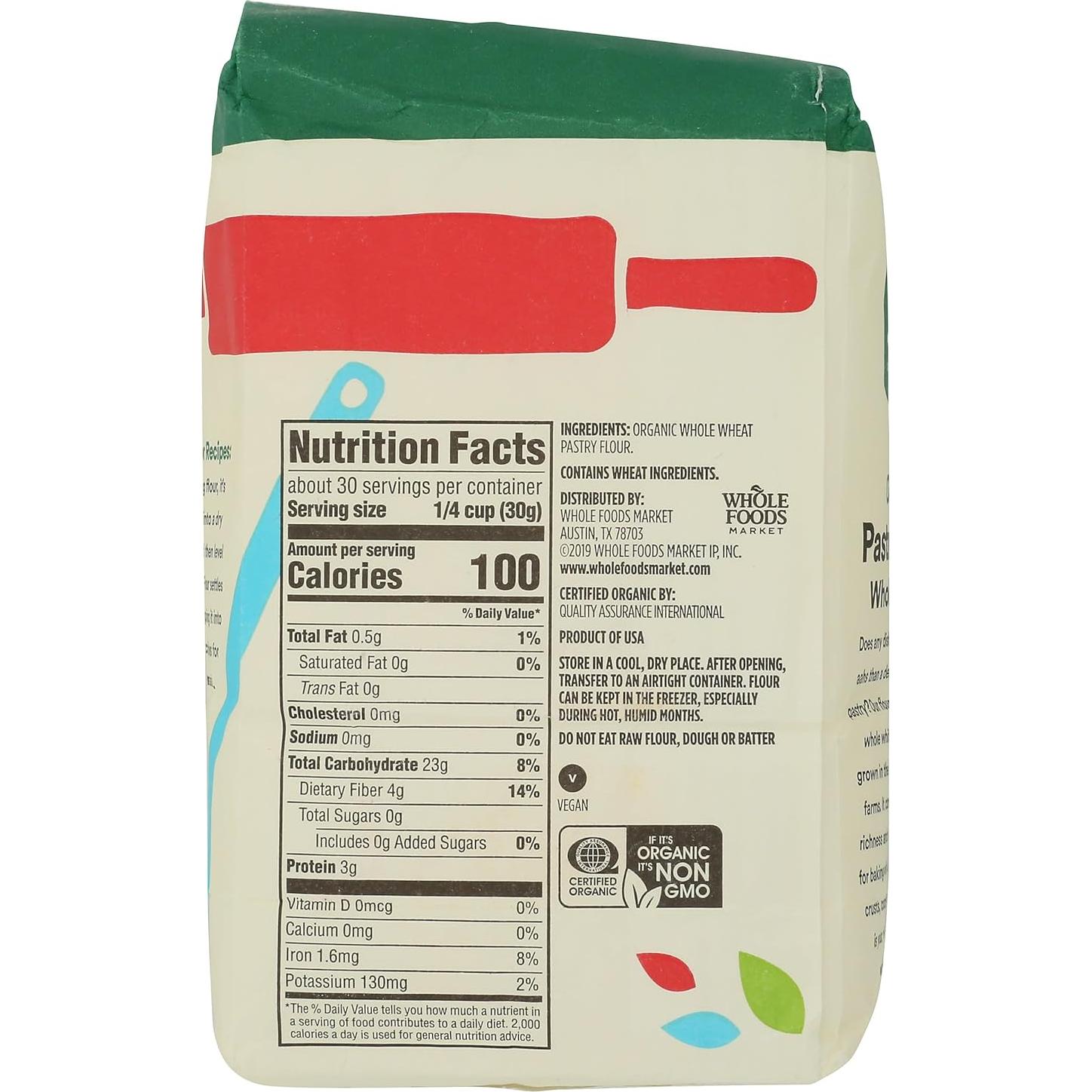 Harina de Pastelería Orgánica 365 Whole Foods 907g