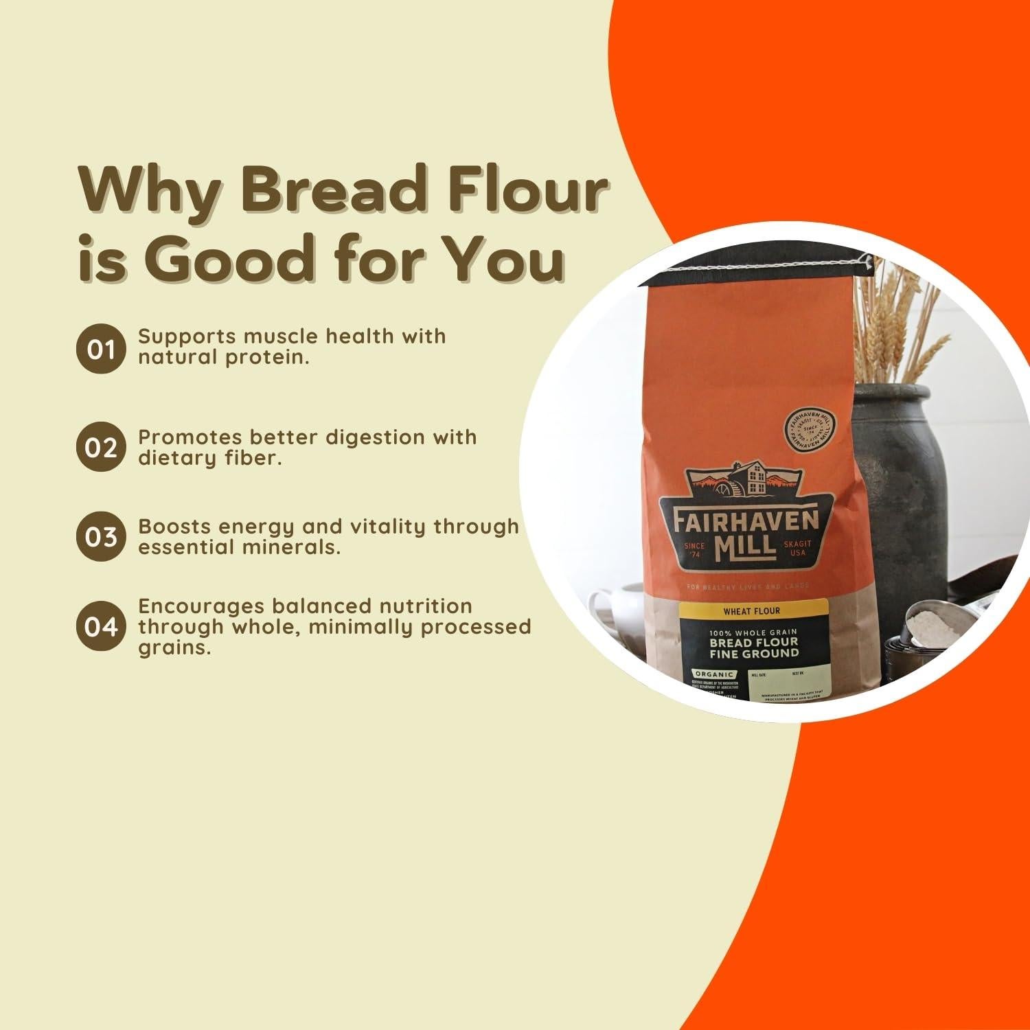 Harina de Pan Integral Orgánica Fairhaven Mill 2.27 kg - Alta en Proteínas