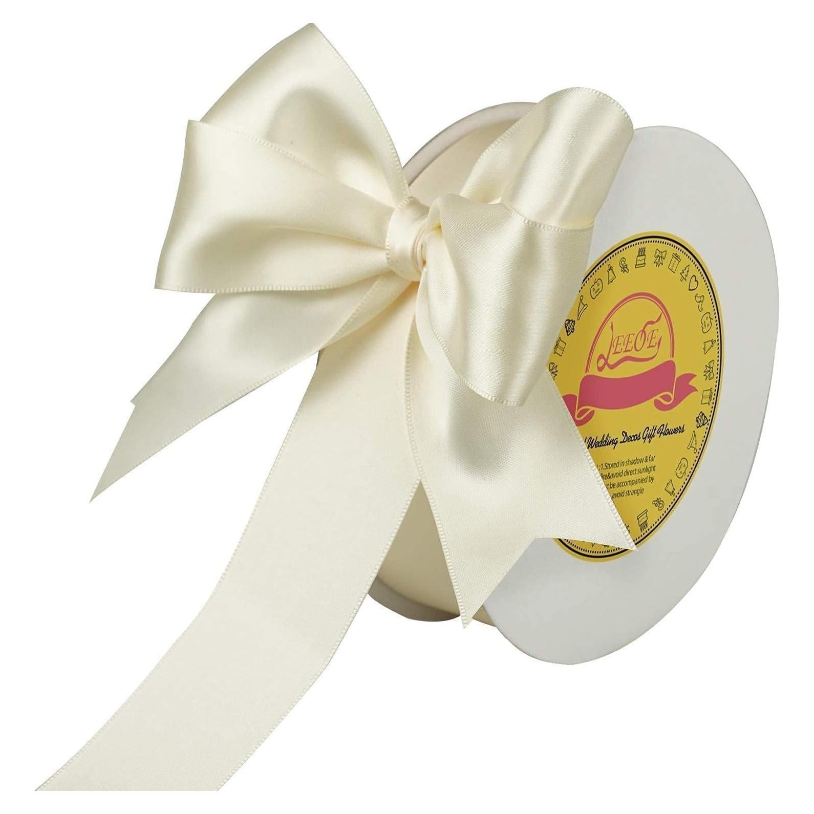 Cinta de satén marfil LEEQE 3.81 cm x 45.72 m para manualidades