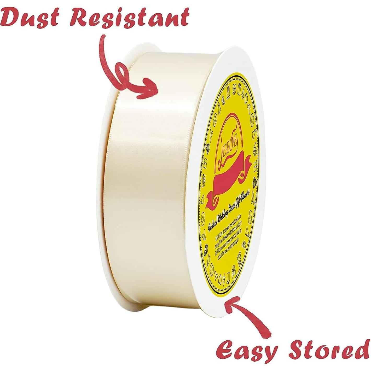 Cinta de satén marfil LEEQE 3.81 cm x 45.72 m para manualidades