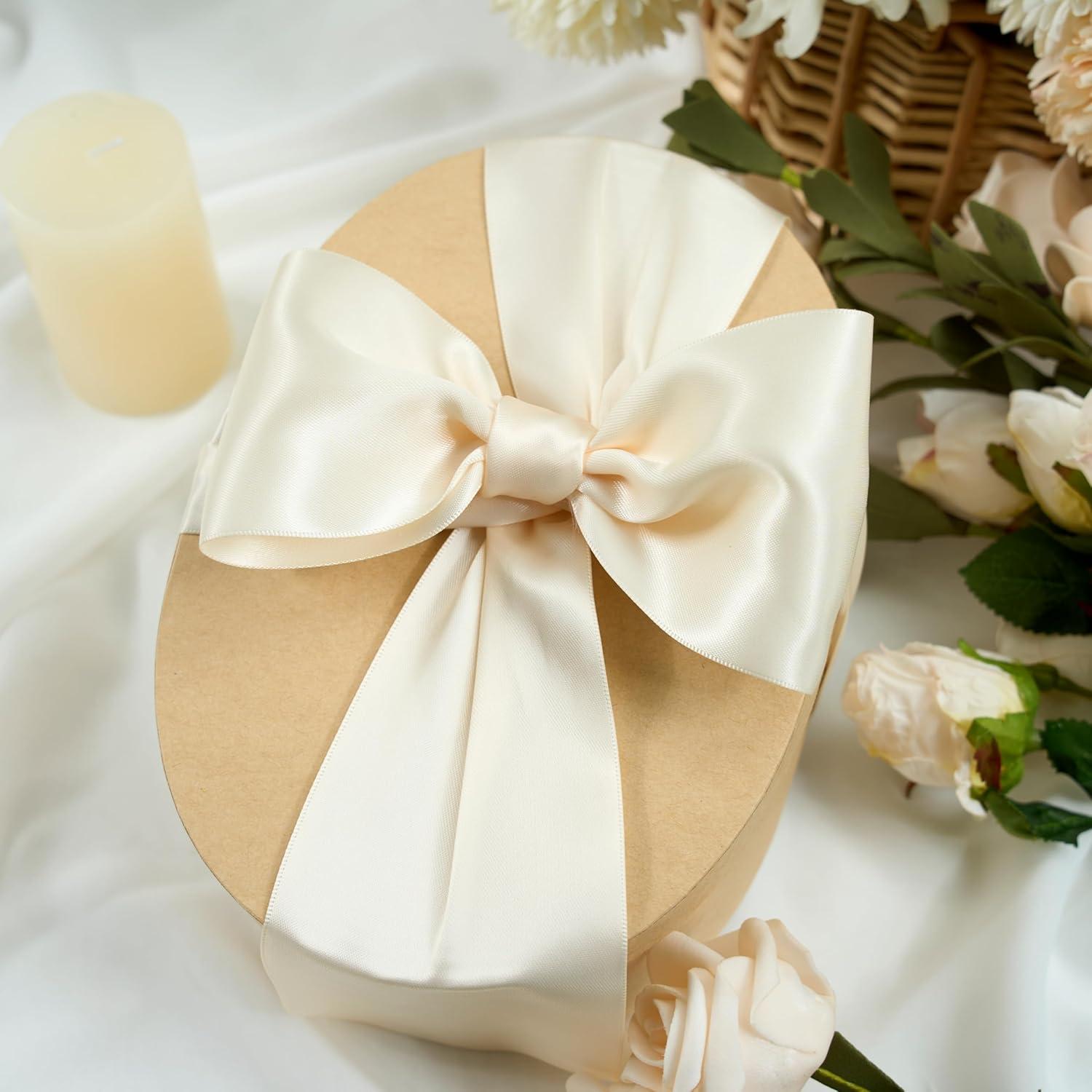 Cinta de Satén DINDOSAL Marfil 7.62 cm x 9.14 m Doble Cara