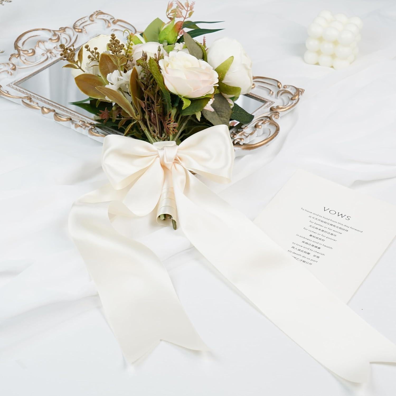 Cinta de Satén DINDOSAL Marfil 7.62 cm x 9.14 m Doble Cara