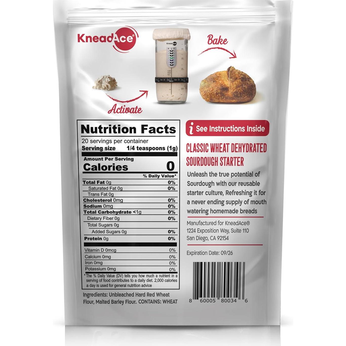 Cultura de Inicio de Masa Madre KneadAce 680g - Levadura Natural