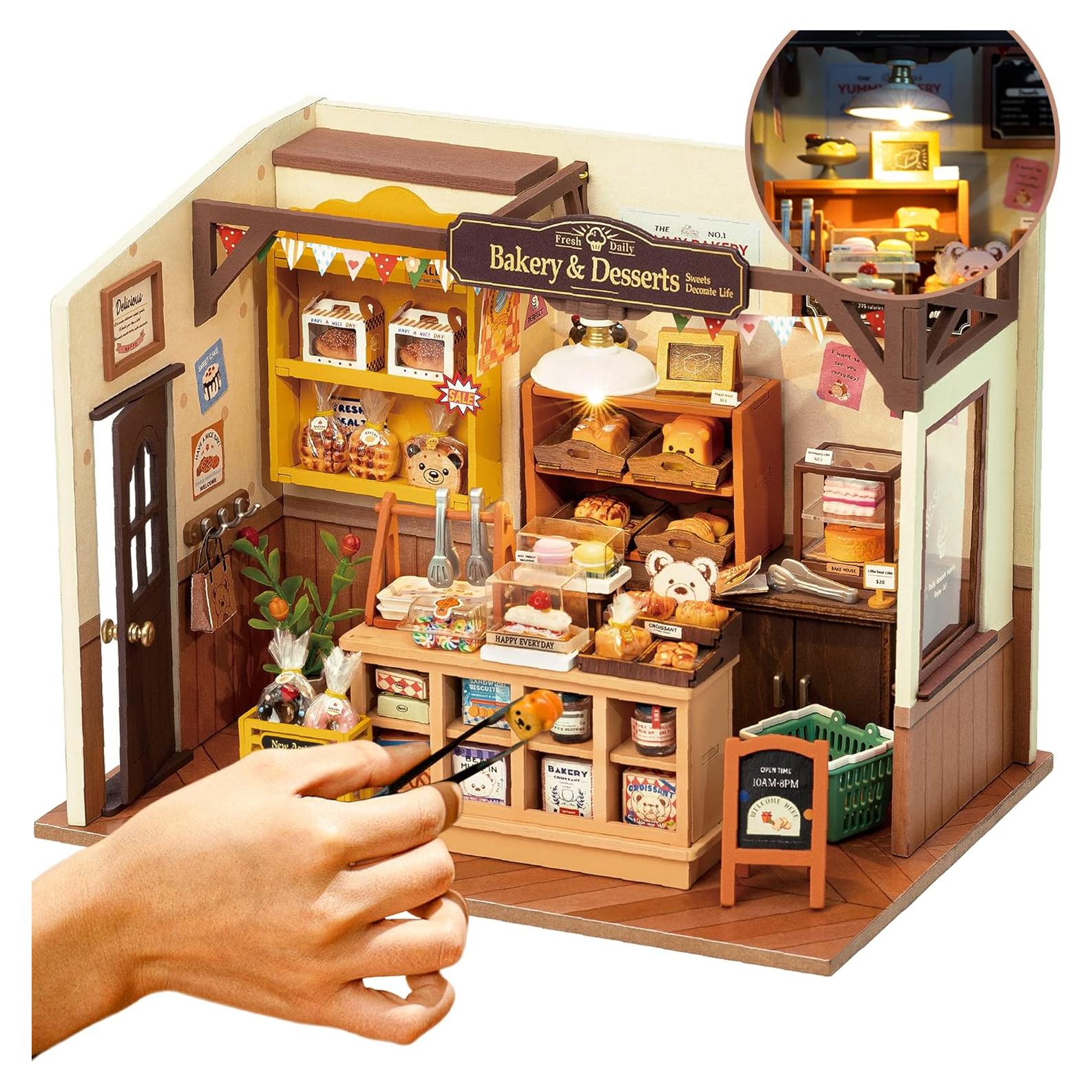 Mini Casa de Muñecas Robotime Casa de Repostería con LED