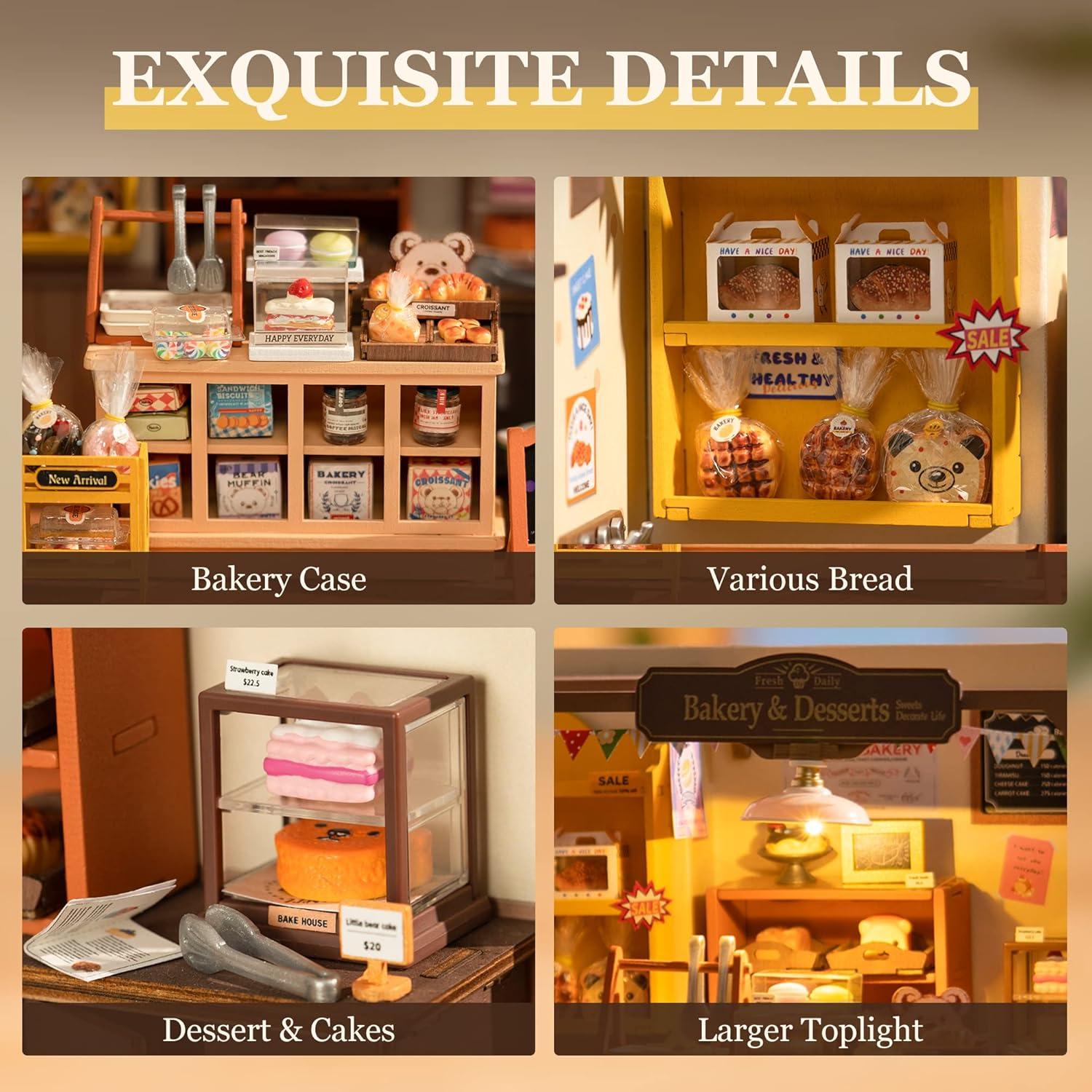 Mini Casa de Muñecas Robotime Casa de Repostería con LED