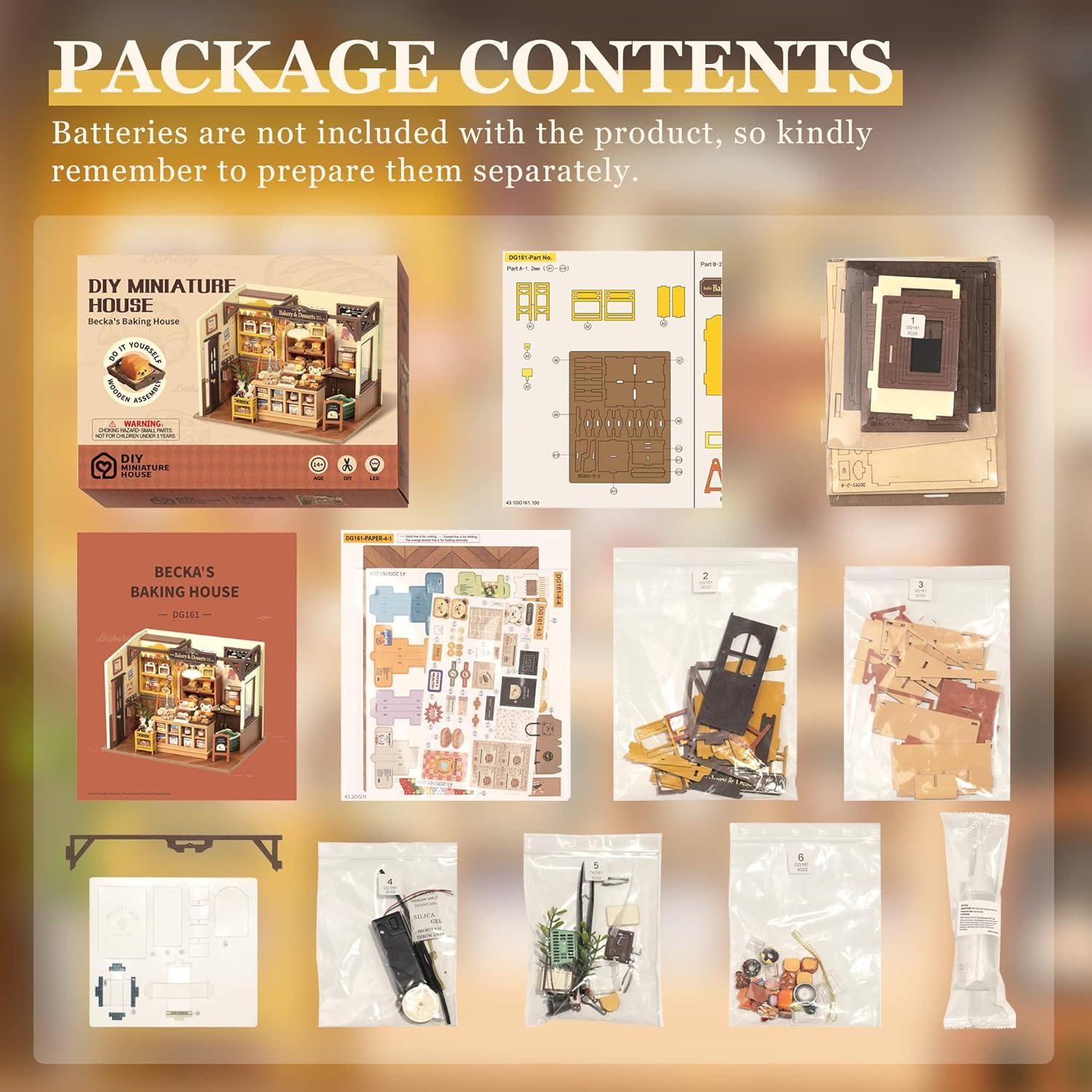 Mini Casa de Muñecas Robotime Casa de Repostería con LED