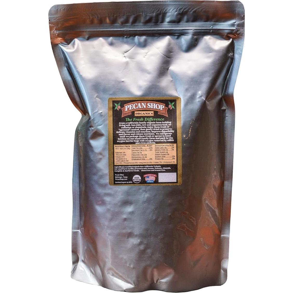 Nueces de California Orgánicas Crudas Germinadas Pecan Shop 907g Sin Sal