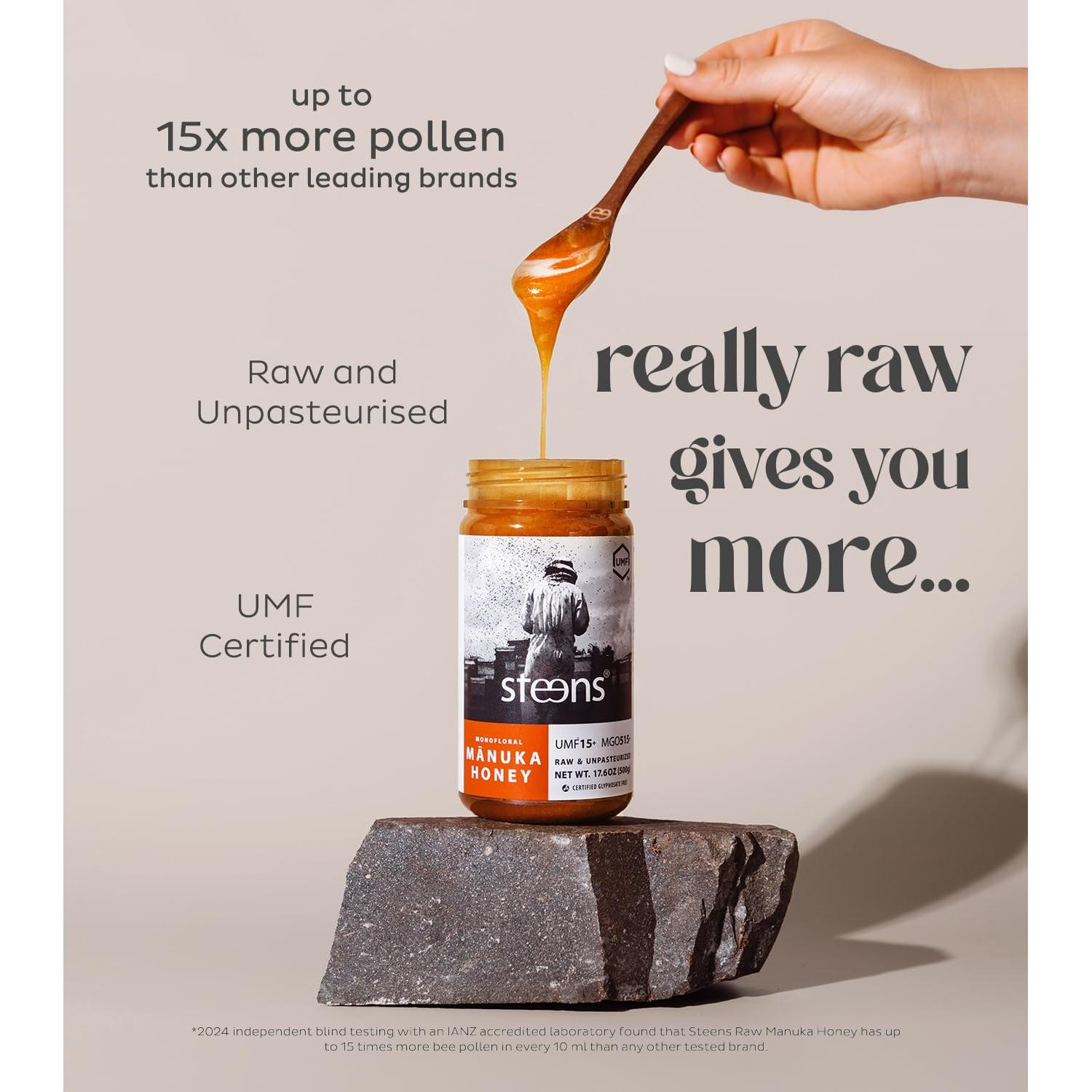 Miel de Manuka Steens UMF 15+ Cruda 500g - Pura y Natural