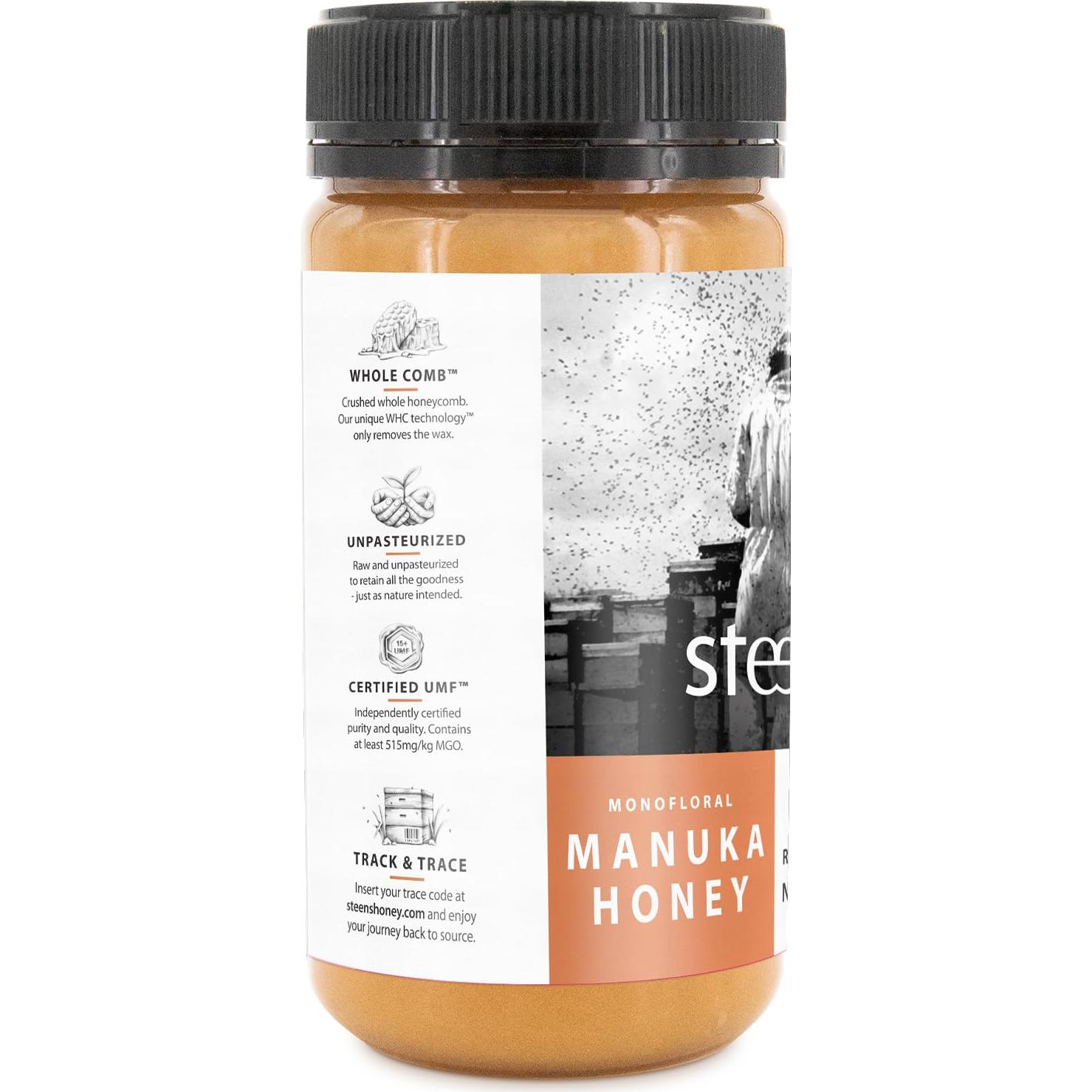 Miel de Manuka Steens UMF 15+ Cruda 500g - Pura y Natural