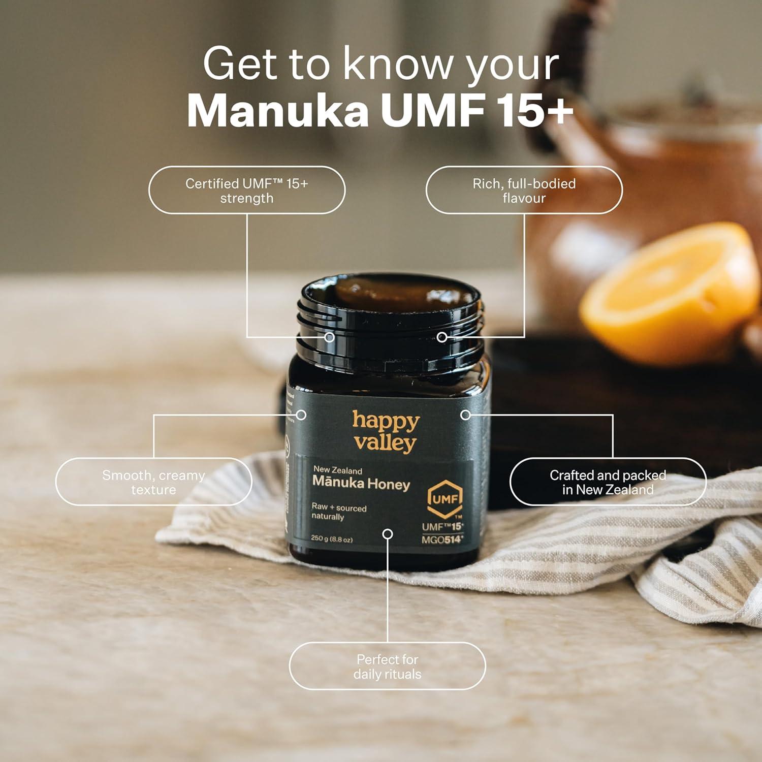 Miel de Manuka Cruda Happy Valley UMF 15+ MGO 514+ 500g