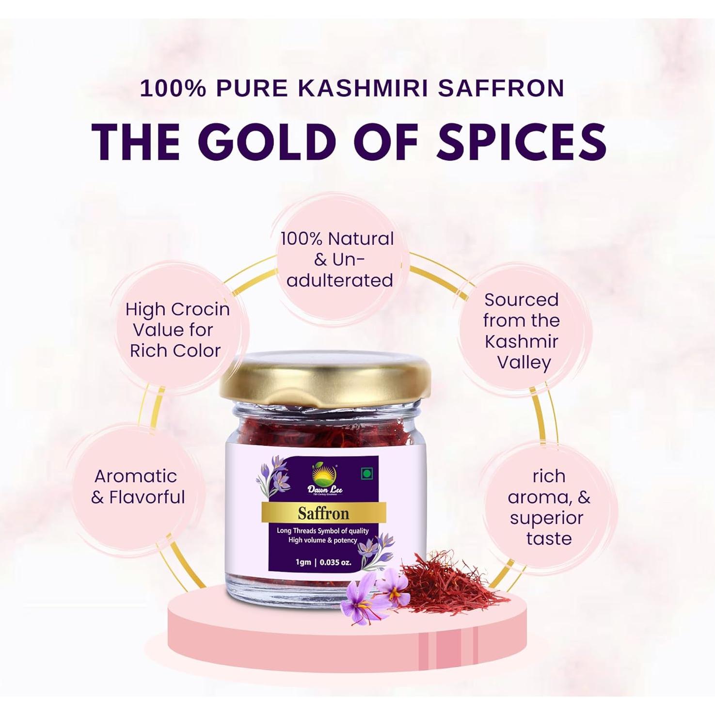 Hilos de Azafrán Kashmiri Dawn Lee 1g - Grado Premium Mongra