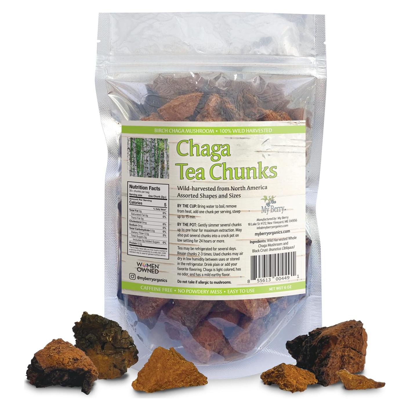 Trozos de Té de Hongo Chaga My Berry Organics 170g