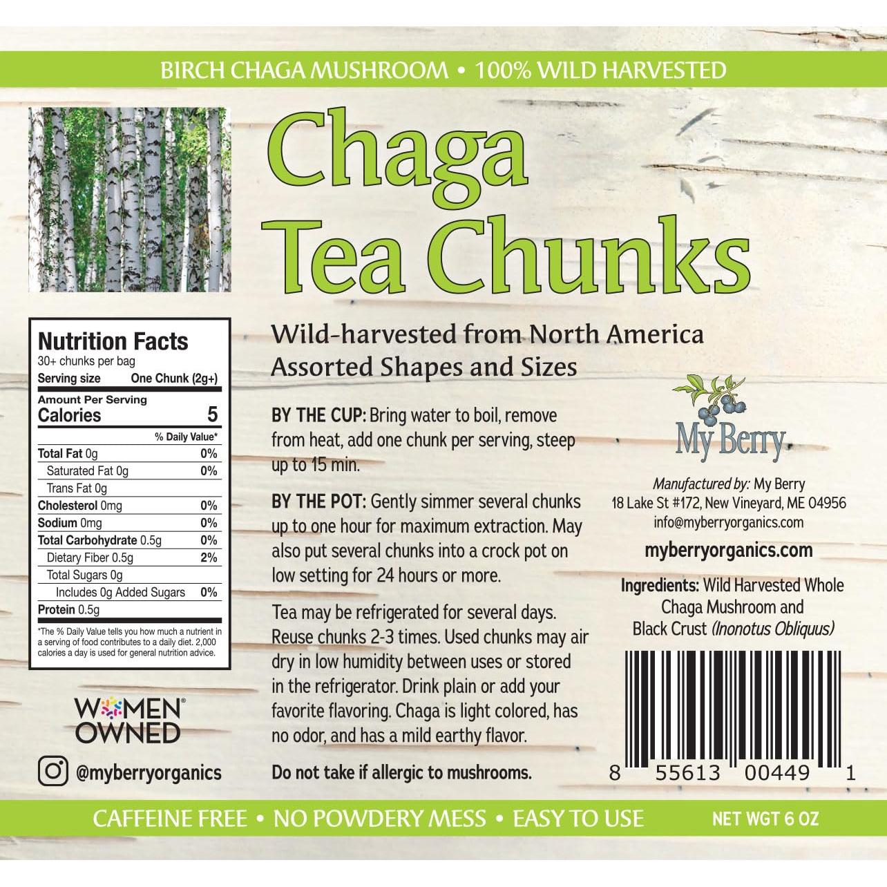 Trozos de Té de Hongo Chaga My Berry Organics 170g