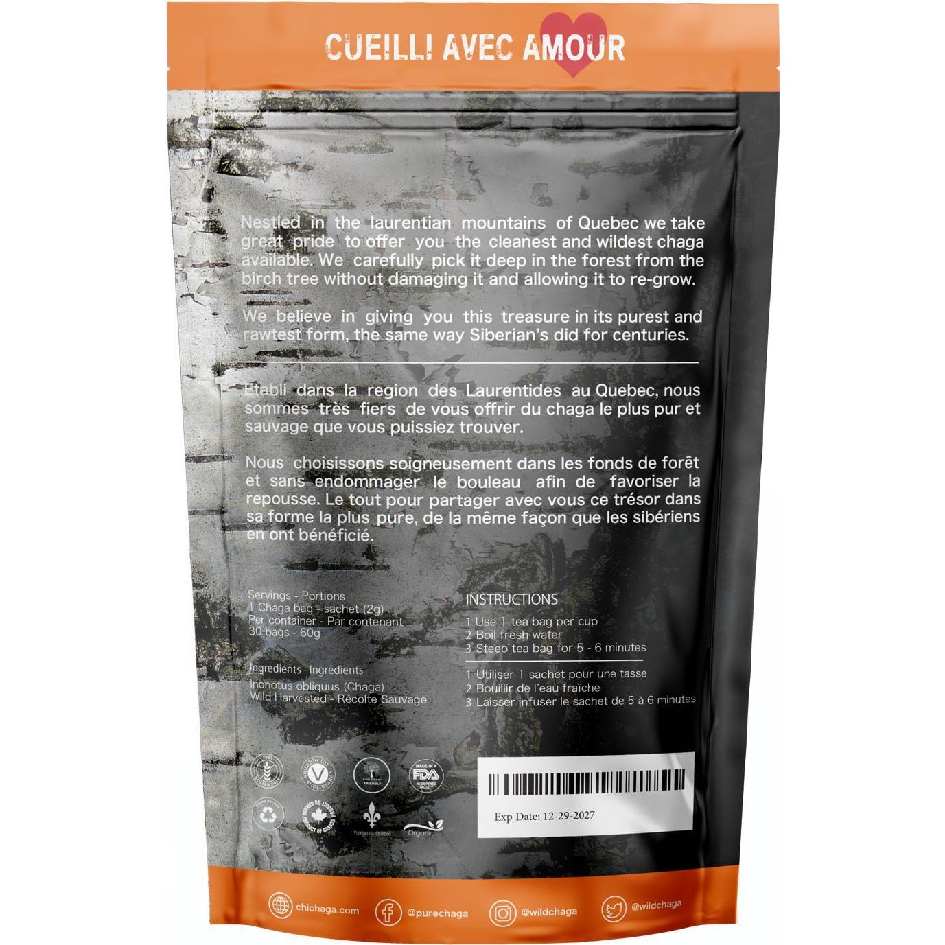 Té de Champiñón Chaga Premium Chi Chaga - 30 Bolsitas 100% Natural