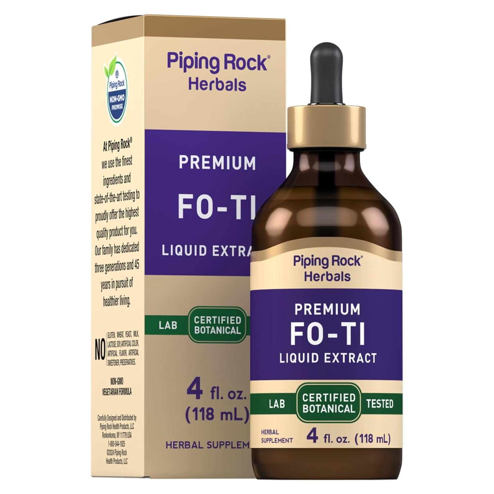 Gotas Líquidas de Fo-Ti Piping Rock 118 ml | Suplemento Herbal