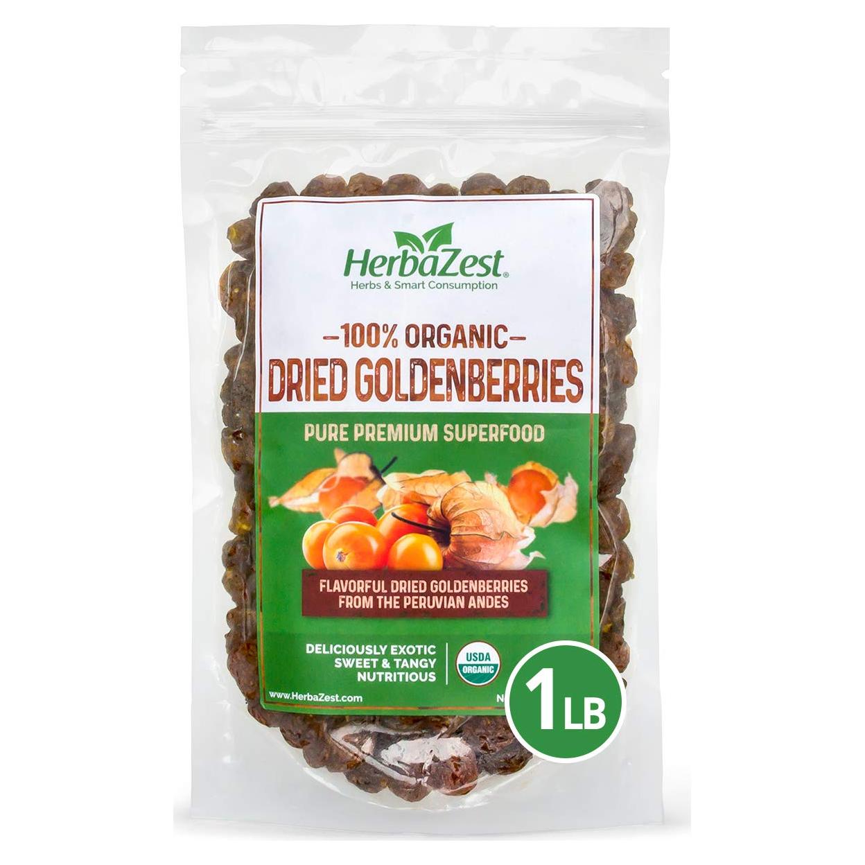 Goldenberries Secas Orgánicas HerbaZest - 454g - Vegano y Sin Gluten