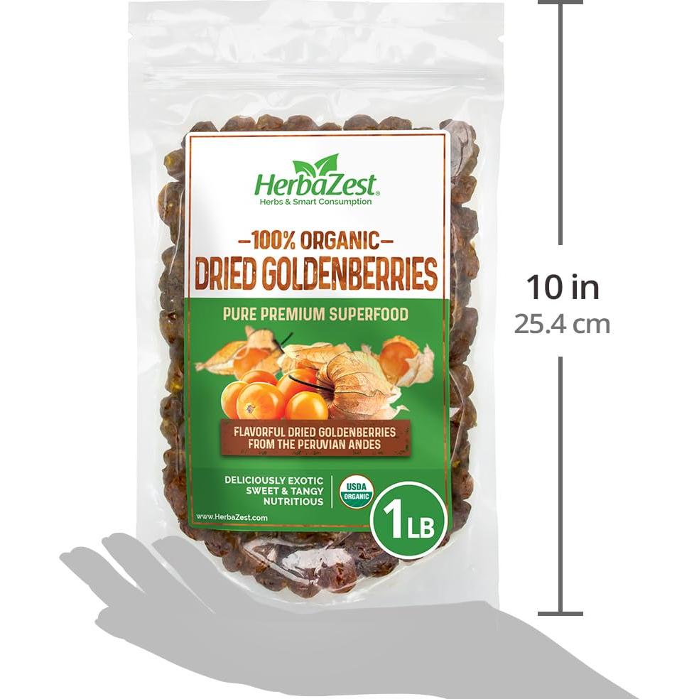 Goldenberries Secas Orgánicas HerbaZest - 454g - Vegano y Sin Gluten
