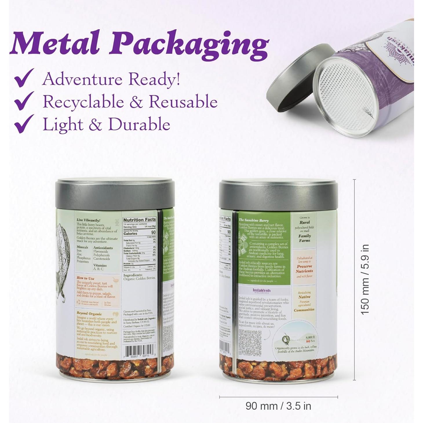 Berries Doradas Orgánicas Imlak'esh 454g - Snacks Veganos Saludables