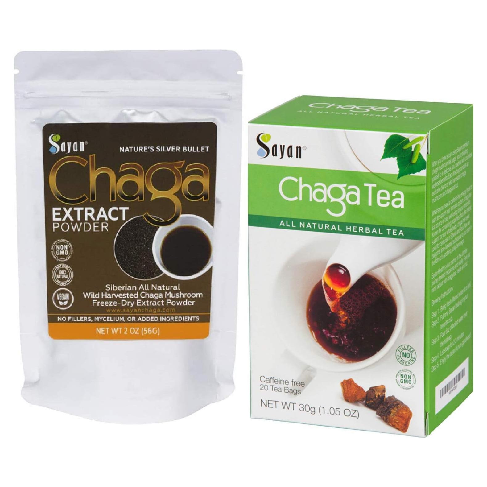 Té y Extracto de Chaga Sayan 2 Oz - Antioxidante Orgánico