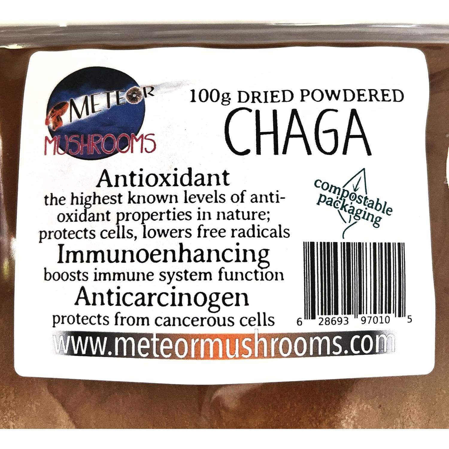 Polvo de Hongo Chaga Meteor Mushrooms 100g Antioxidante