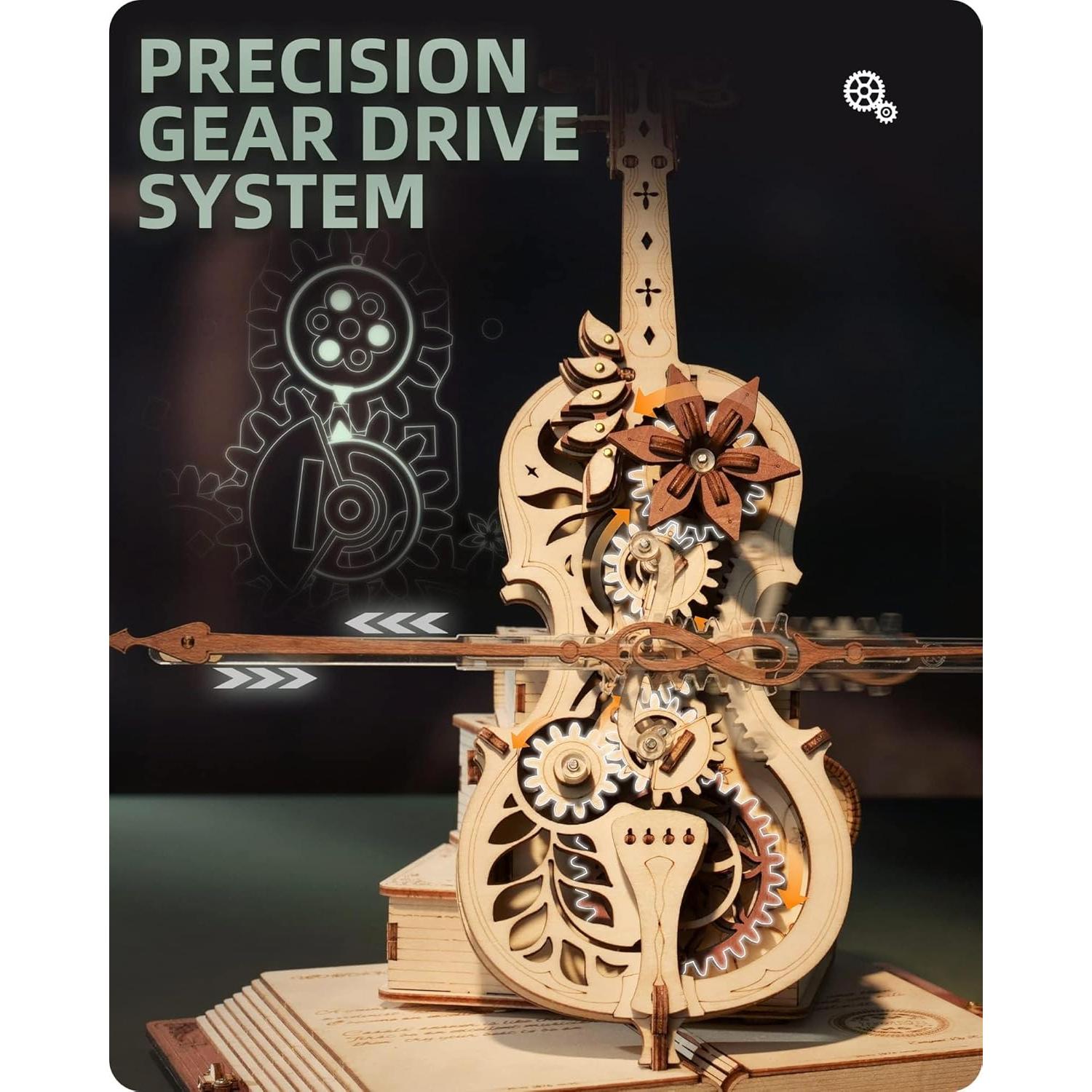 3D Wooden Puzzles for Adults,Wooden Music Box Kits-Cello Wood Model Kits for Adults to Build,Stem Projects for Teens,Birthday Gifts Hobbies for Women Men