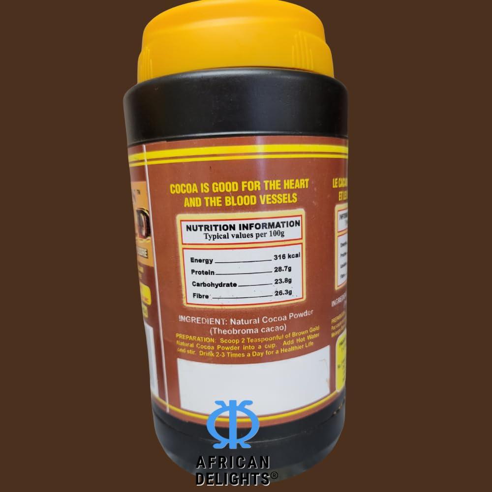 Cacao en Polvo Natural Brown Gold 398g - Sin Azúcar, Vegano