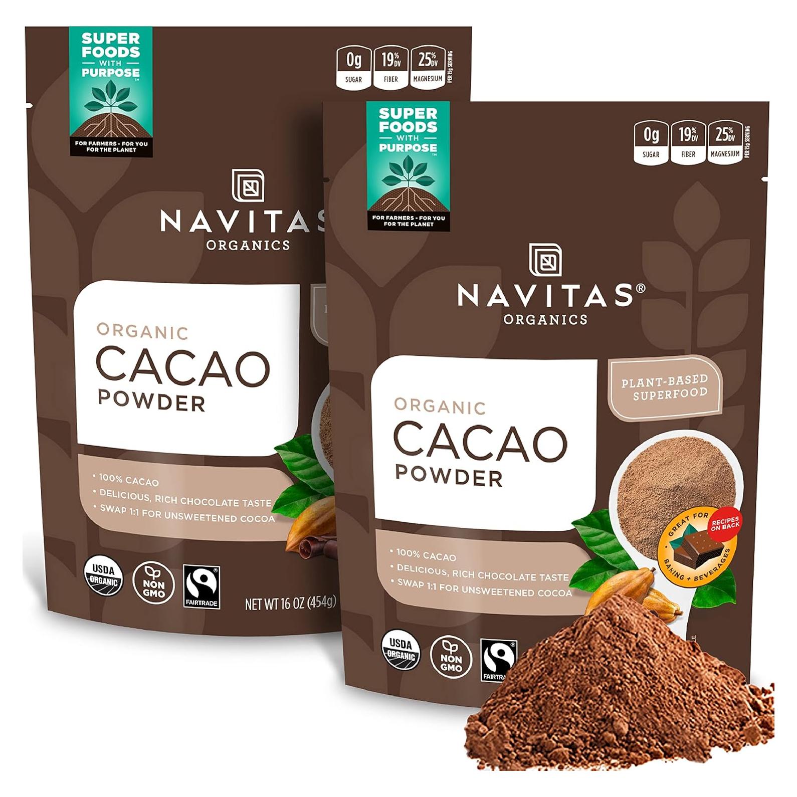 Cacao en Polvo Orgánico Navitas 908 g - Comercio Justo, Sin Gluten