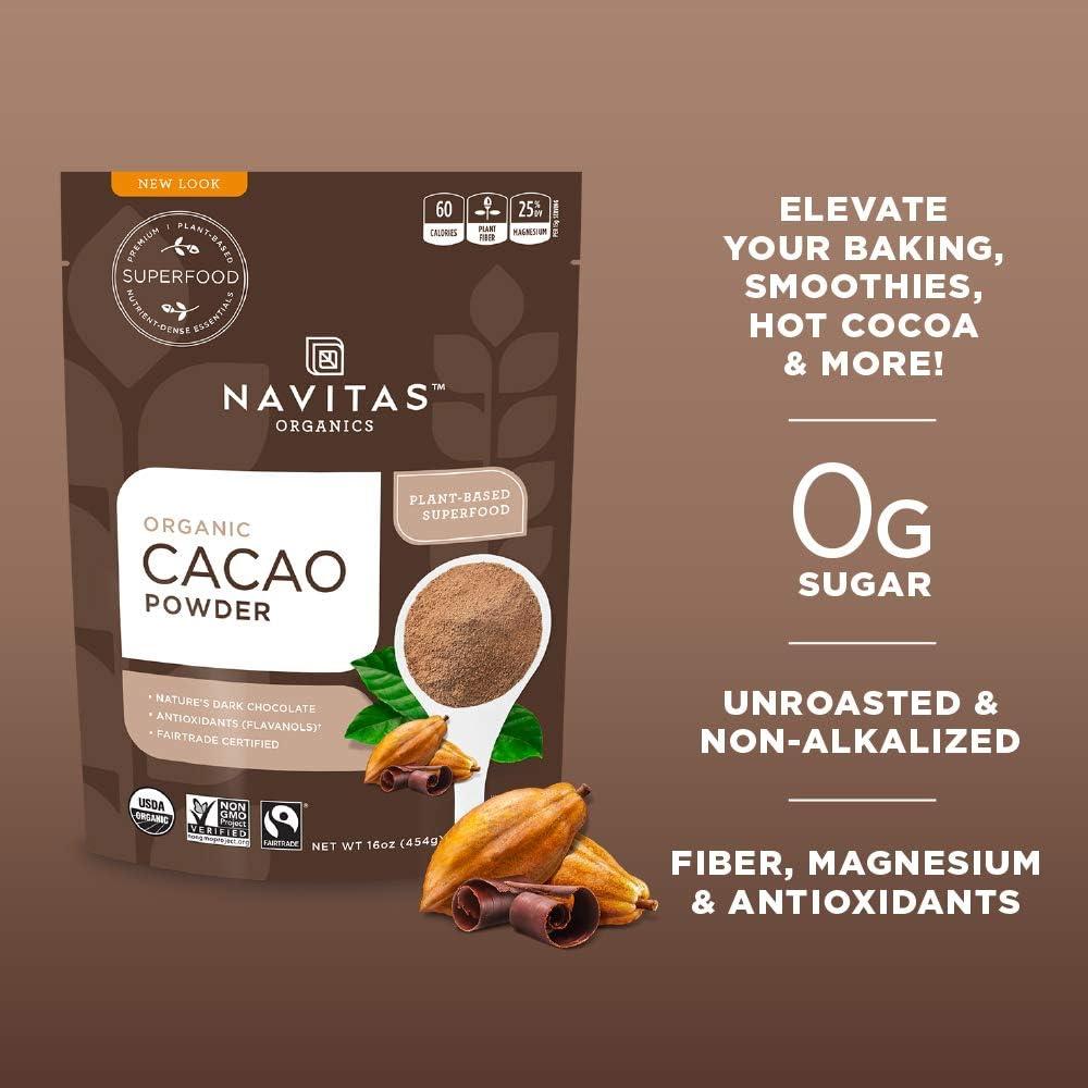 Cacao en Polvo Orgánico Navitas 908 g - Comercio Justo, Sin Gluten