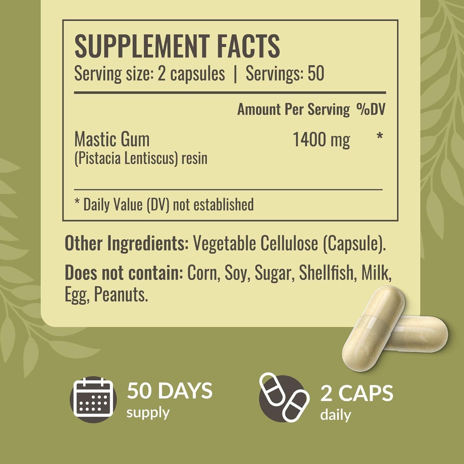 Cápsulas de Goma Mástica Herbamama 1400mg - Soporte Digestivo Veganas