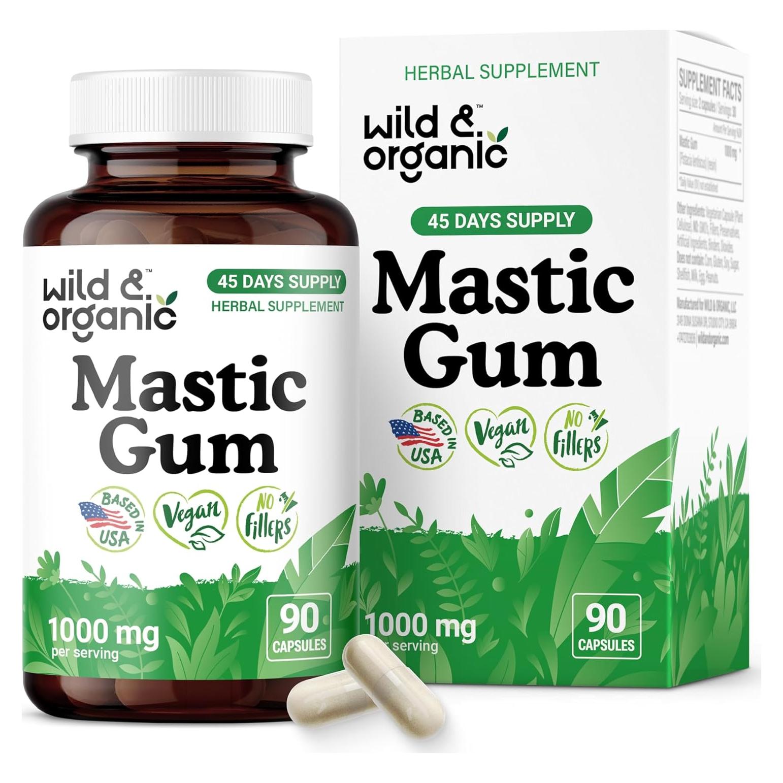 Cápsulas de Goma Mástica Silvestre y Orgánica 1000 mg - 90 Veganas