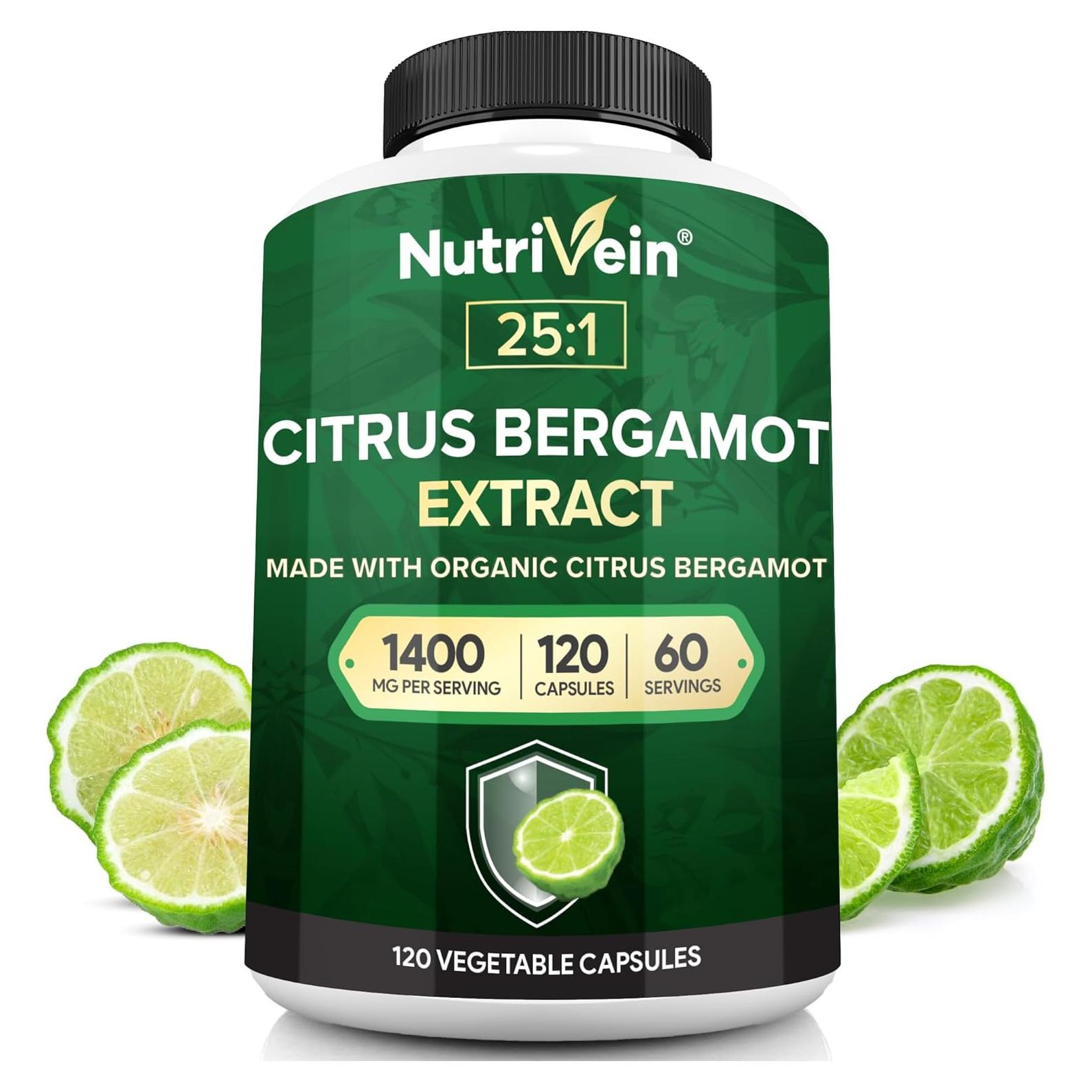 Suplemento de Bergamota Cítrica Nutrivein 1400mg 120 Cápsulas