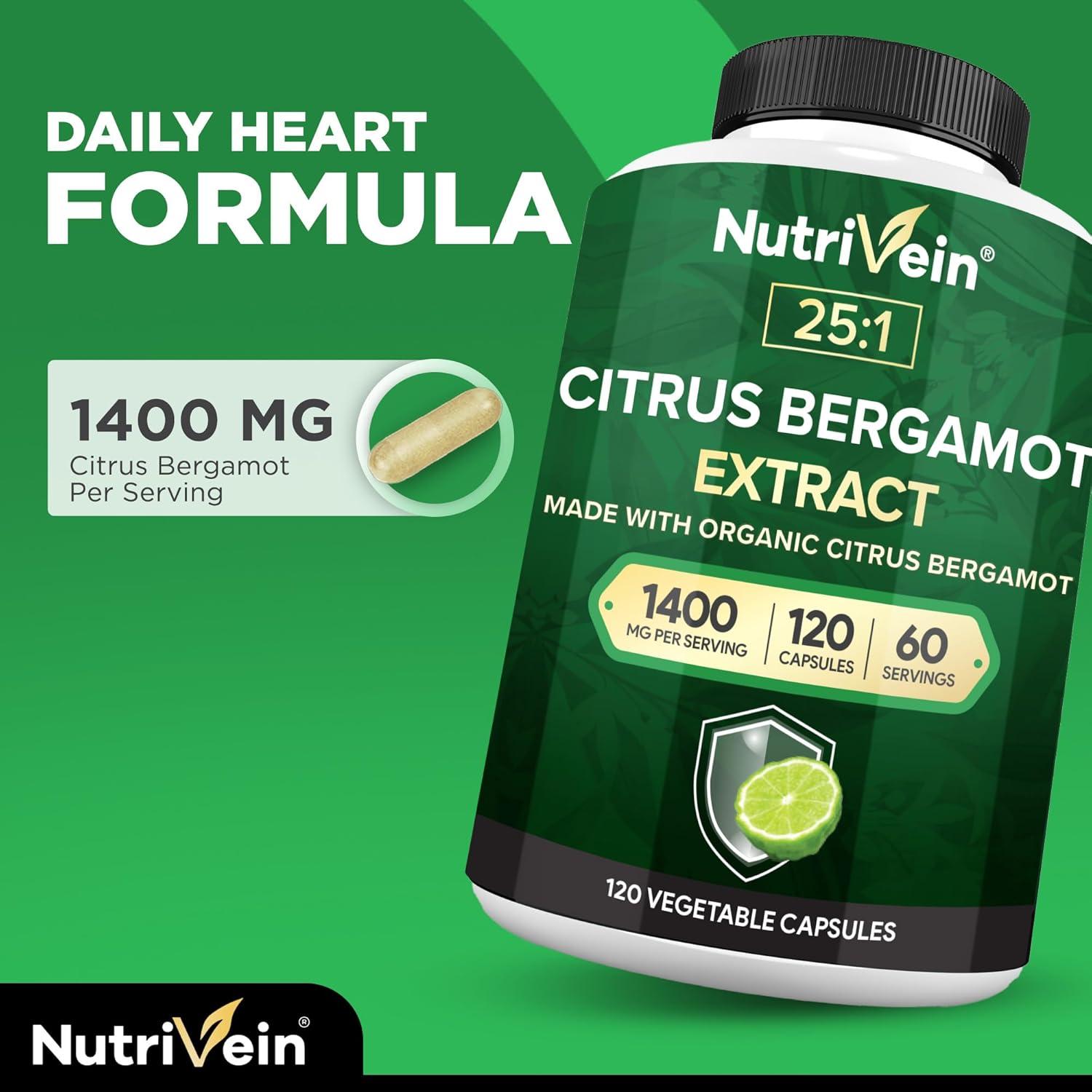 Suplemento de Bergamota Cítrica Nutrivein 1400mg 120 Cápsulas