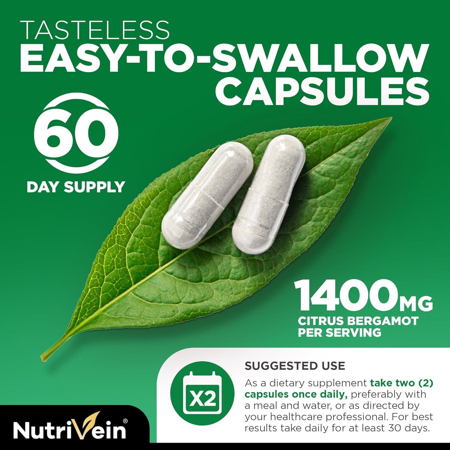 Suplemento de Bergamota Cítrica Nutrivein 1400mg 120 Cápsulas
